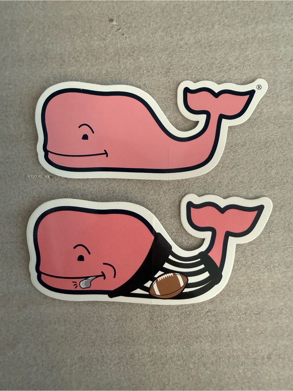 Vineyard Vines Exclusive Football Whale Sticker & Pink Whale Sticker